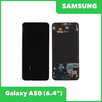 Дисплей для Samsung Galaxy A50 SM-A505 в сборе GH82-19204A в рамке (черный) 100% оригинал