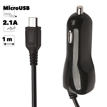 Автомобильное зарядное устройство "LP" MicroUSB 2.1A (черный, европакет)