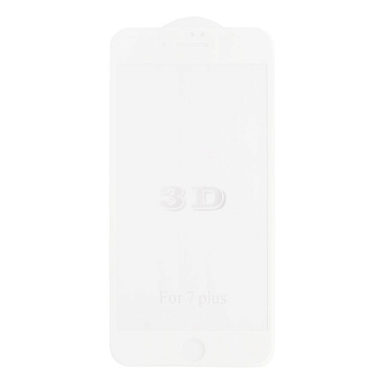 Защитное стекло "LP" для телефона Apple iPhone 8, 7 Plus Tempered Glass 3D с рамкой 0.33 мм, 9H, белое (ударопрочное)