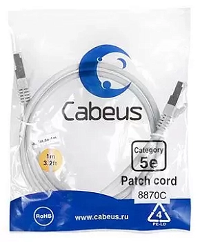 Патч-корд F/UTP Cabeus PC-FTP-RJ45-Cat.5e-1m-LSZH