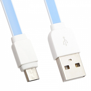 USB кабель LDNIO XS-07 MicroUSB, плоский, пластиковые разьемы, 1м, силикон (синий/коробка)