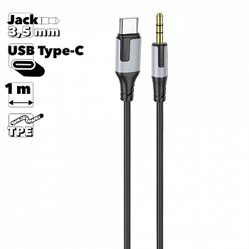 Аудиокабель BOROFONE BL19 Creator USB Type-C, 1м, TPE (черный)