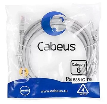 Патч-корд U/UTP Cabeus PC-UTP-RJ45-Cat.6-5m-LSZH