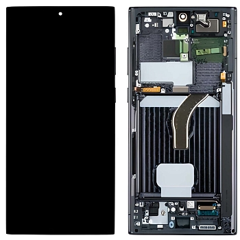 Дисплей для Samsung S908B Galaxy S22 Ultra в рамке + тачскрин (черный) 100%
