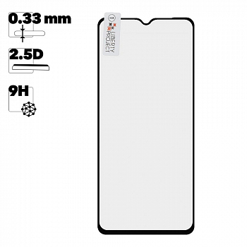 Защитное стекло "LP" для телефона Samsung Galaxy A03s Thin Frame Full Glue с рамкой 0, 33 мм 2, 5D 9H (черное)