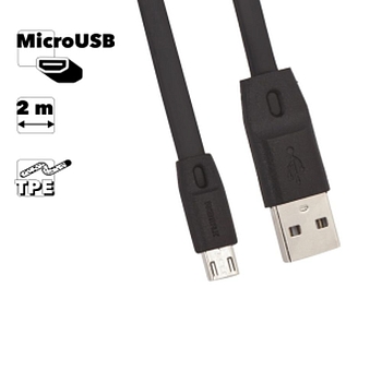USB кабель Remax Full Speed Series 2M Cable RC-001m MicroUSB, черный