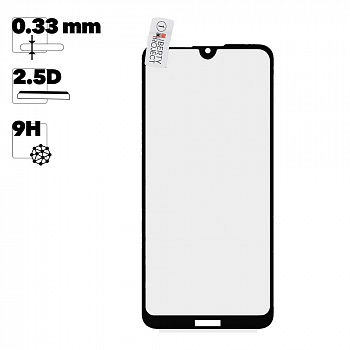 Защитное стекло "LP" для Huawei Y7 2019 Thin Frame Full Glue с рамкой 0,33 мм 2,5D 9H (черное)