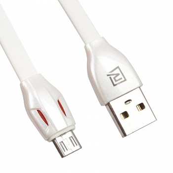 USB кабель REMAX RC-035mi Laser MicroUSB, плоский, пластиковые разьемы, 1м, TPE (белый)
