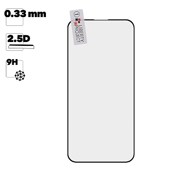 Защитное стекло "LP" для телефона Apple iPhone 13 Mini Thin Frame Full Glue с рамкой 0.33 мм, 2.5D, 9H, черное