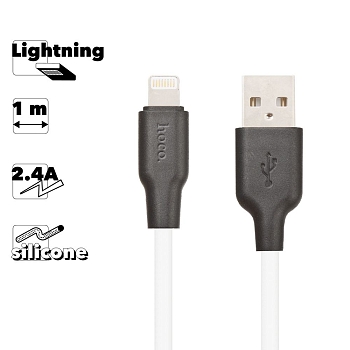 USB кабель Hoco X21 Plus Silicone Charging Cable For Lightning, 1 метр, (белый, черный)