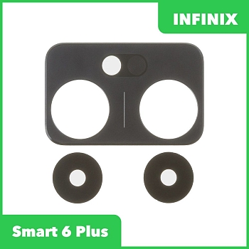 Стекло задней камеры для Infinix Smart 6 Plus (X6823C) (без рамки) (черный)