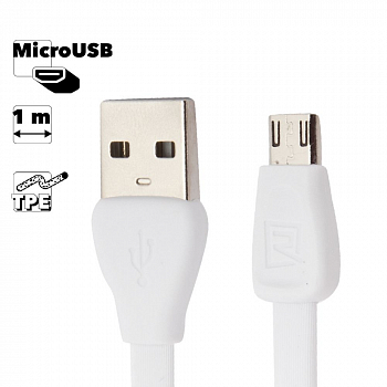 USB кабель REMAX RC-028m Martin MicroUSB, 1м, TPE (белый)